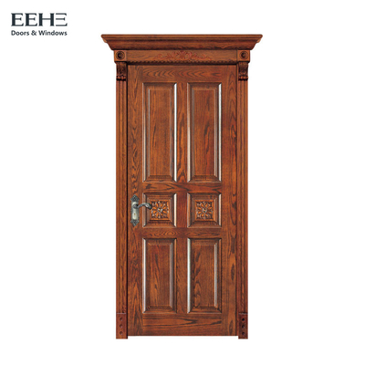 エコのニスの純木の寝室のドア/100% 6は木製の内部ドアにパネルをはめます